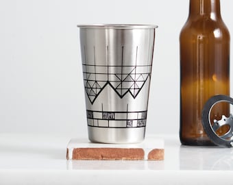 Geometric Mountain Stainless Steel Pint Tumbler, set of 2