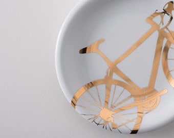 22K Gold Bicycle Dinner Plate