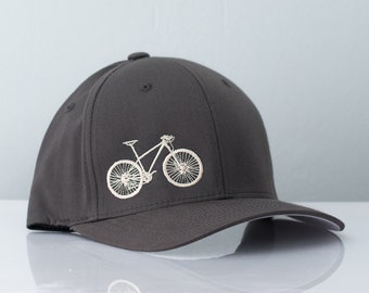 Mountain Bike Flexfit Fitted Hat - Cream on Charcoal