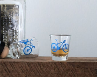 Mountain Bike Shot Glasses- SET of 2, Bluebird