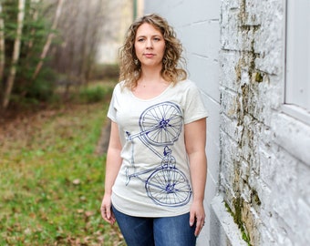 Women’s FIXIE Bike Violet Oatmeal Scoop Neck Tee, bicycle clothing gifts for her