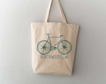 Customize Bicycle tote bag, recycled cotton