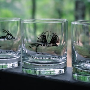 Fly Fishing Cocktail Glasses, SET of 4 Flies image 3