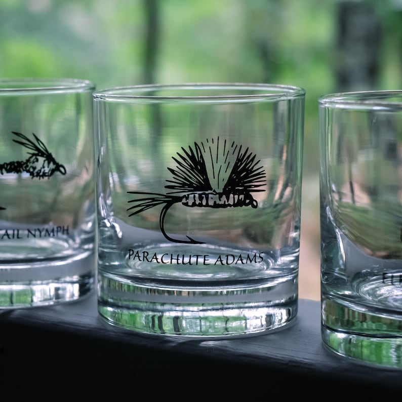 Fly Fishing Cocktail Glasses, SET of 4 Flies image 3