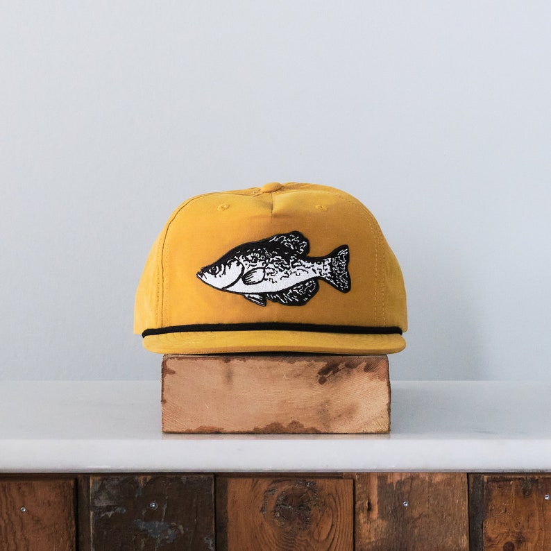 Crappie Patch Snap back, Black Mustard, fishing gifts for him image 1
