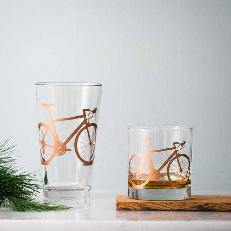 BIKE PARTY GLASSWARE set of 4 screen printed bicycle Pint glasses image 5