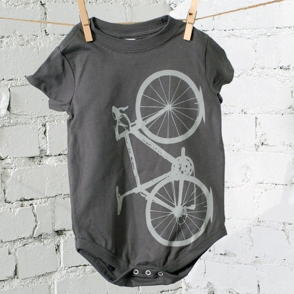 Vital bicycle, Infant one piece, charcoal, size 6 mo