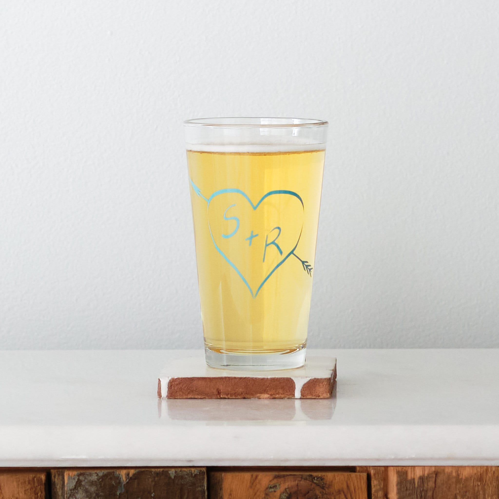 True Love Monogram Custom Screen Printed Pint Glasses SET OF Etsy