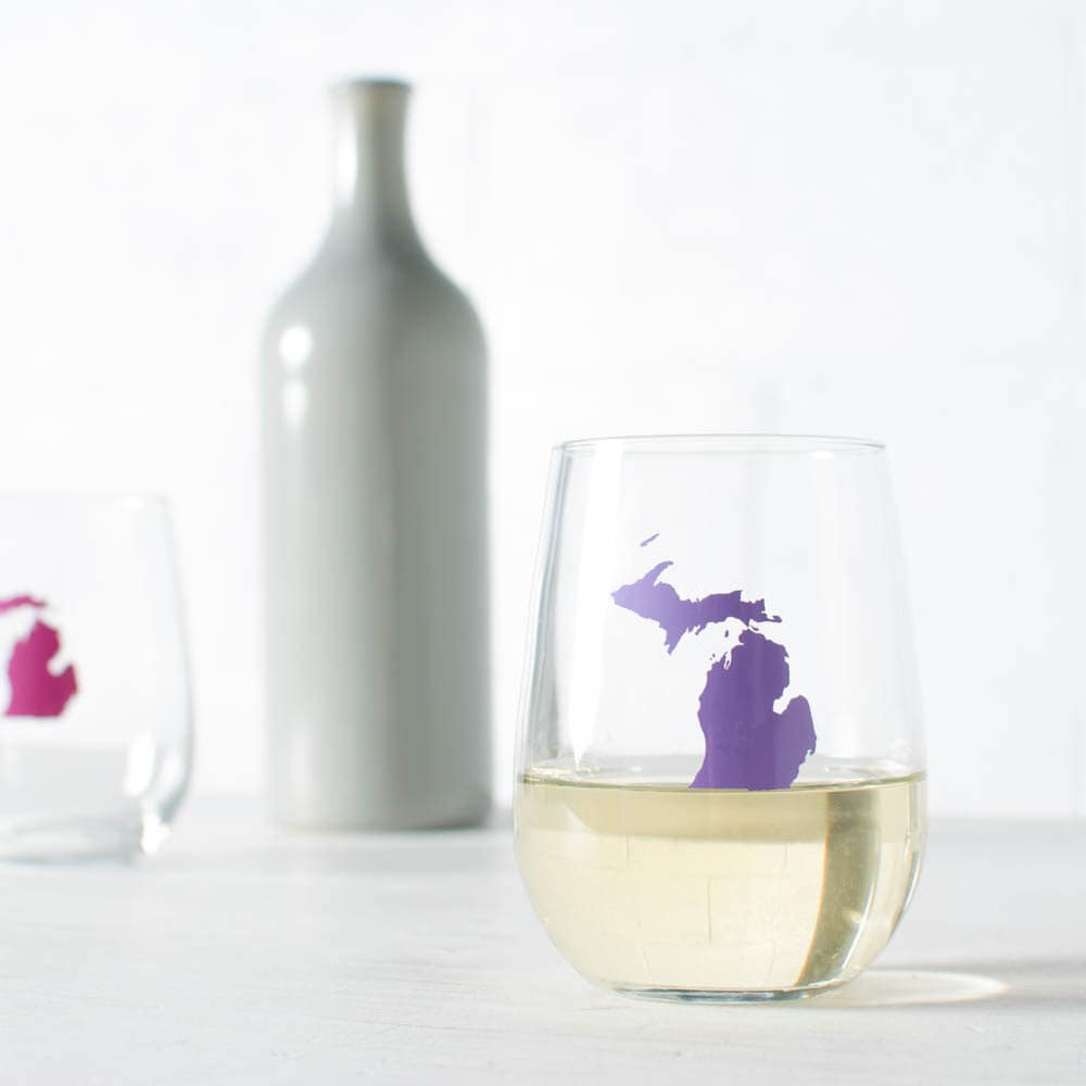 Verres à Vin Sans Tige Michigan en Édition Limitée, Ensemble de 2