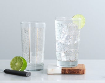 Ridgeway Geometric Mojito Collins Glasses Mid-mod Design- gift set of 2