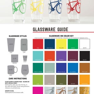 BIKE PARTY GLASSWARE set of 4 screen printed bicycle Pint glasses image 6