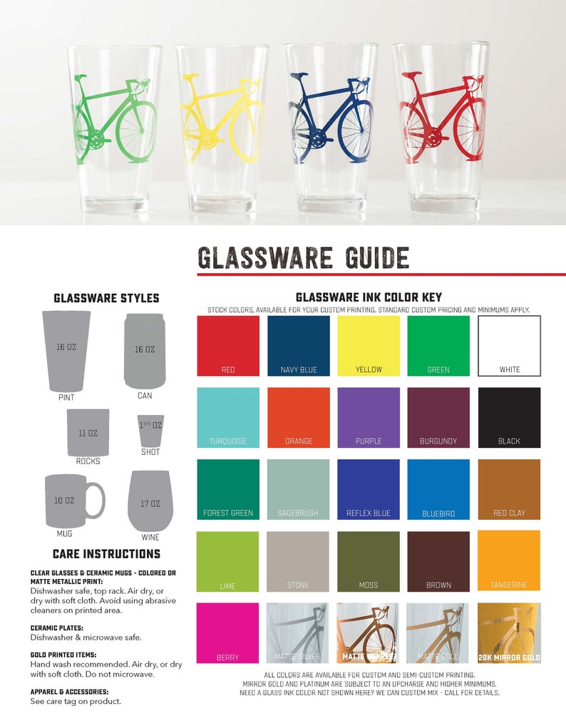 BIKE PARTY GLASSWARE set of 4 screen printed bicycle Pint glasses image 6