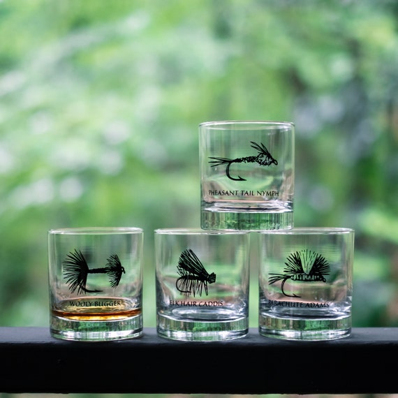 Fly Fishing Cocktail Glasses- gift SET of 2