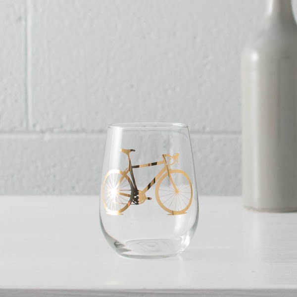 Vital Bicycle Precious Metals Wine Verres Set de 2 Verres Sans Tige Sérigraphiés 20K Gold