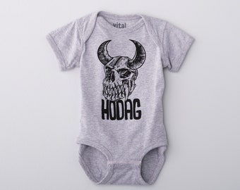 Infant Hodag Skull One Piece, Black on Heathered gray