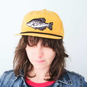 Crappie Patch Snap back, Black Mustard, fishing gifts for him image 3