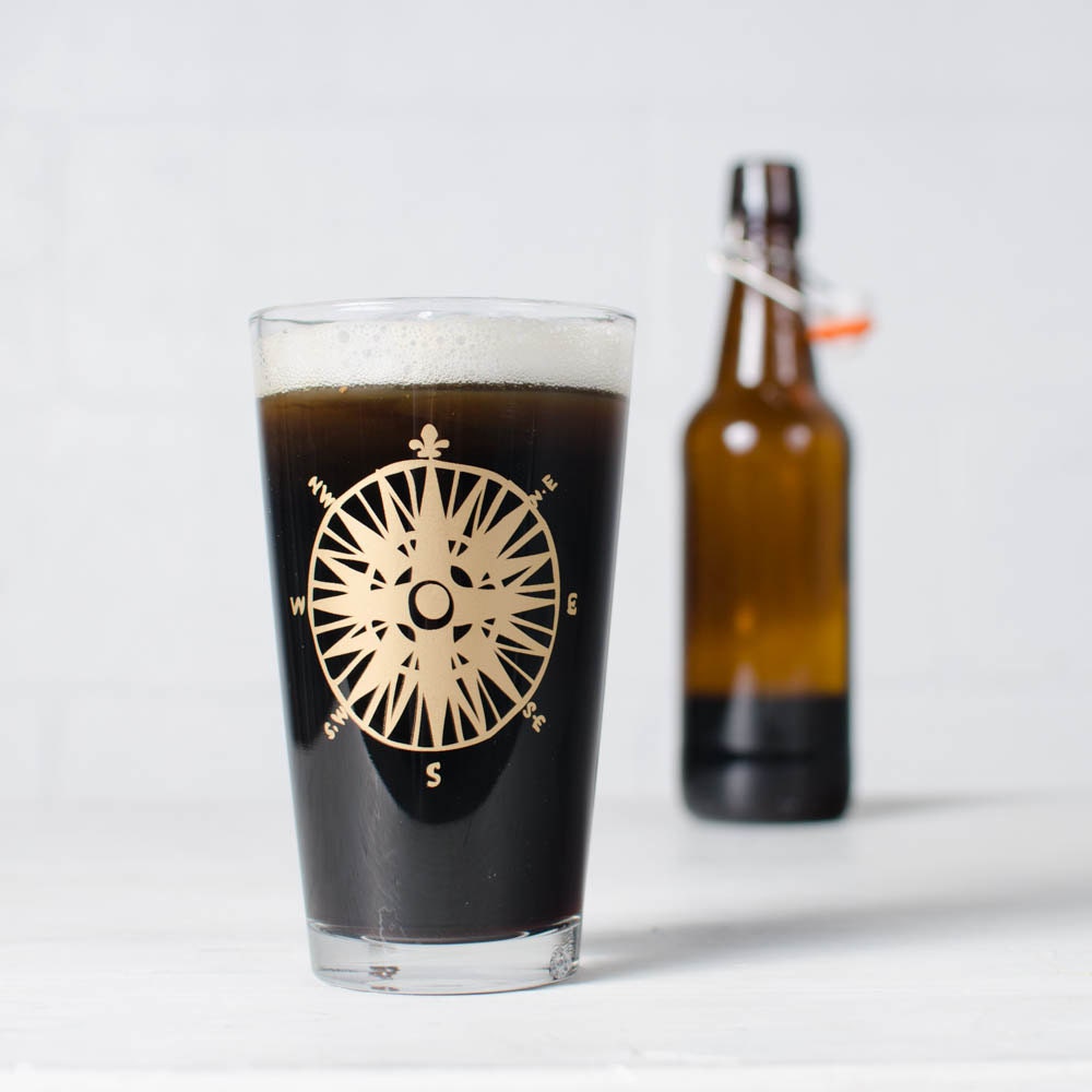 The Nautical set 4 screen printed pint glasses gold Etsy