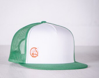 BIKE WRECK! Vital Bicycle - trucker cap, orange on green- 012