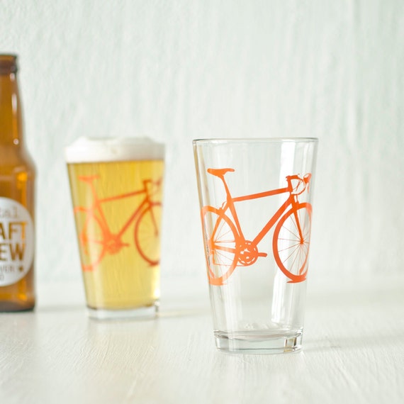 BICYCLE PINT GLASSES screen printed pint glassware Etsy