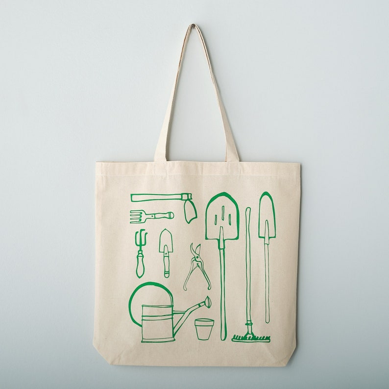 Garden Tools Eco Tote Bag Recycled Cotton image 1