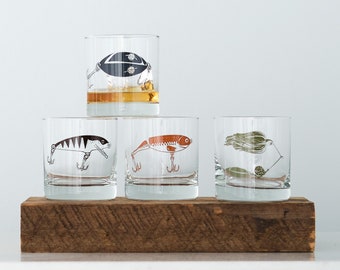 Fishing Lure Cocktail Glasses, SET of 4 Lures