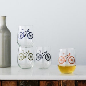 Mountain Bike Stemless Wine Glass - SET of 2