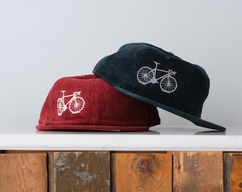 Bicycle embroidered Cord Cap, Adjustable and unstructured