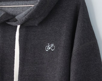 Women's Tiny Bike Embroidered Pullover Hoodie, Charcoal