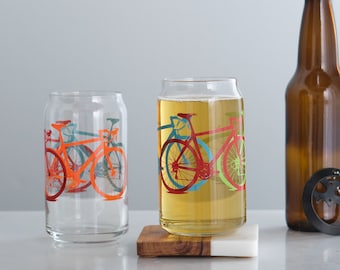 TEST PRINT bike glasses, multi-colored bicycles,  set of 2