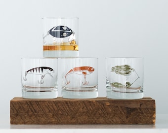 Fishing Lure Cocktail Glasses- gift SET of 2