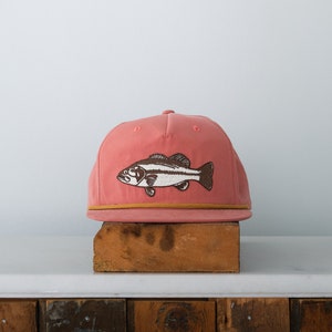 Bass Fish Patch Snap back, Khaki Salmon, fishing gifts for him