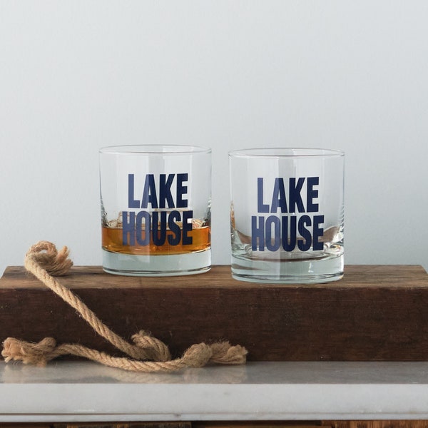 Lake House Typography Cocktail Glasses- SET of 2