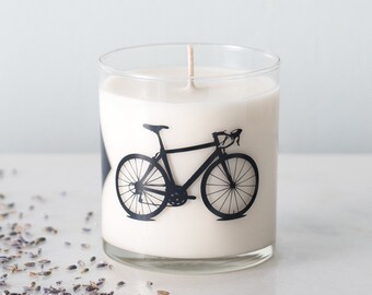 Chevron Bicycle Soy Candle In Reusable Rocks Glass