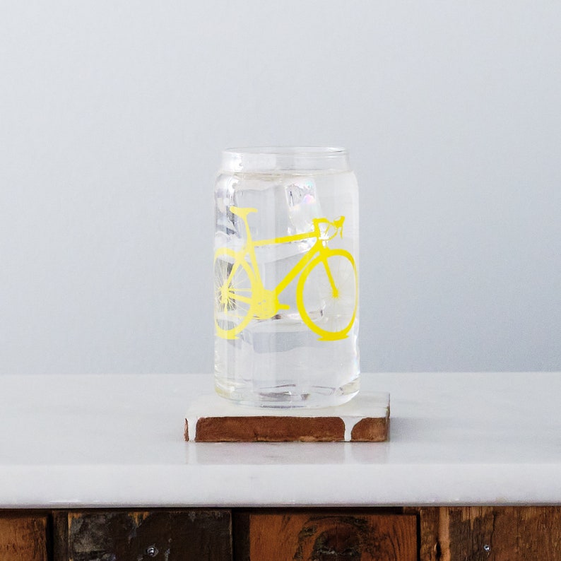 Bicycle Can Glasses SET of 2 Yellow