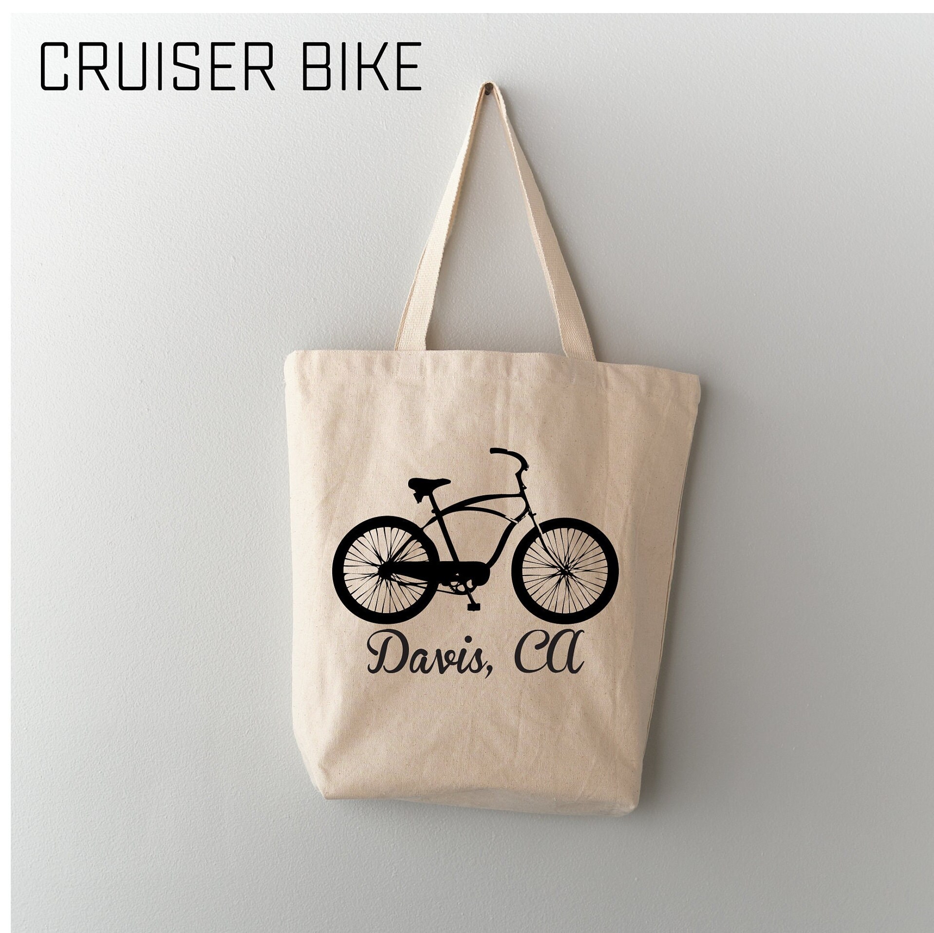 Customize Bicycle Tote Bag, Recycled Cotton - Etsy