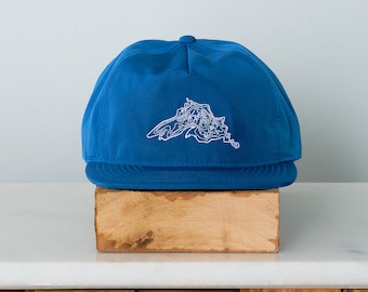 Lake Superior Contour Embroidered Snapback Hat, Great Lakes gifts for him and her, Blue Satin