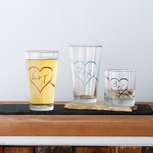 True love monogram, custom screen printed pint glasses, SET OF 6 image 4