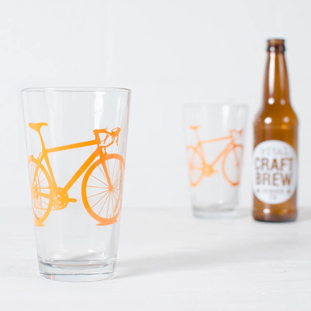 Bike Pint Lunettes Sérigraphie Bicycle Glassware