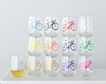 Bicycle Stemless Wine Glasses- SET of 2