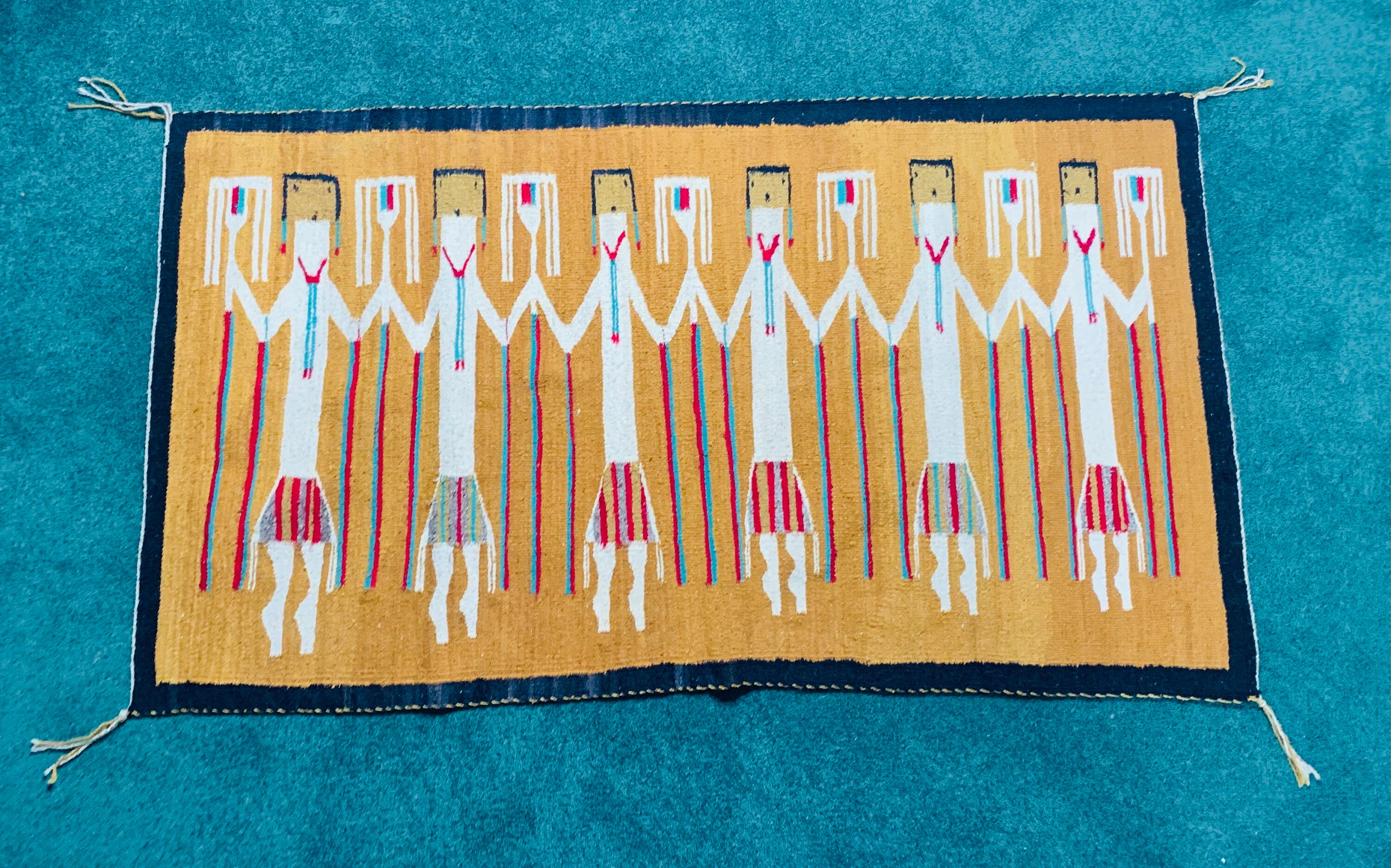 Antique Navajo Yei Rug Handwoven With All Natural Handspun Yarn! - Etsy