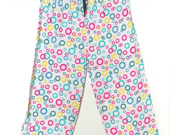 Colorful Circle Pajama Pants for Women – Soft Cotton Lounge Pants, 100% Cotton Sleepwear, Relaxed Fit PJ Bottoms