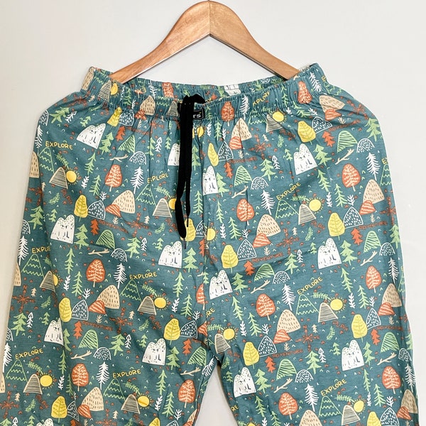 Whimsical Wanderlust: 100% Cotton Pajama Pants with Outdoor Adventure Prints Loungewear Sleepwear