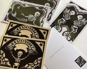 Six Super Skeletons postcard set