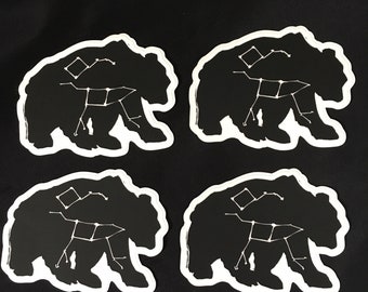 Ursa Major Great Bear star constellation 4” vinyl sticker / laptop sticker, waterproof sticker, black and white