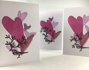 Sweet Tweet Bird Lover Valentines set of 3 hand made unique romantic note cards