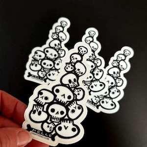 Stacked Skulls | 4” black and white skulls vinyl sticker | laptop sticker, punk rock sticker, skull sticker, waterproof sticker, stickers