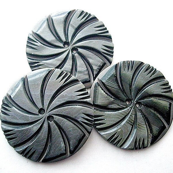 Three Huge Vintage Layered Celluloid Buttons-Matching Set