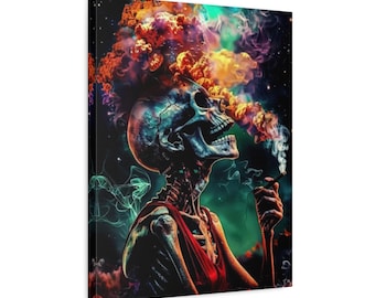 Skull Canvas Art with Vibrant Smoke Bold Wall Decoration for smoking wall print Modern Spaces