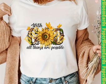 Bold spiritual png With God All Things Are Possible PNG, Christian Quote Bible Verse Digital Download, Faith