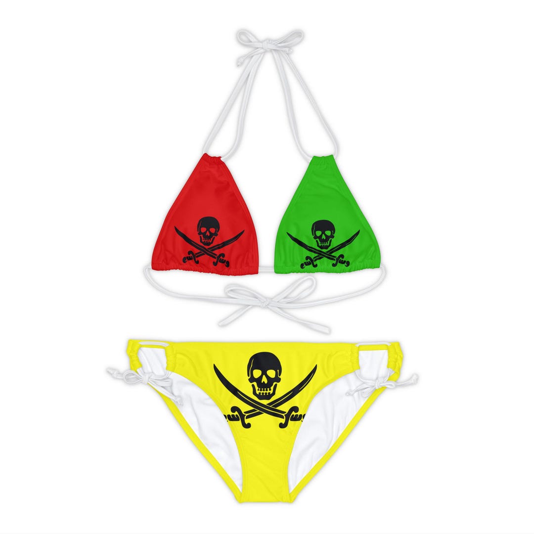 Sailor-Inspired Three-Piece Bikini Set